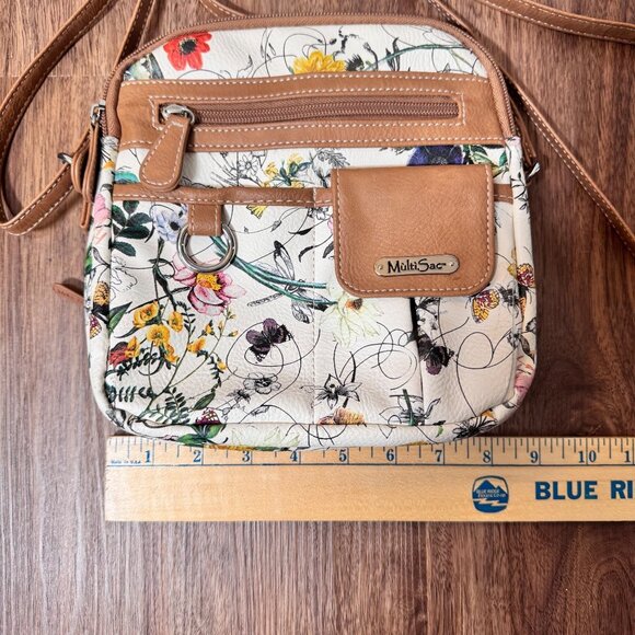 Multisac Floral Crossbody Purse Adjustable Strap Multiple Pockets Faux‎ Leather - Picture 5 of 11